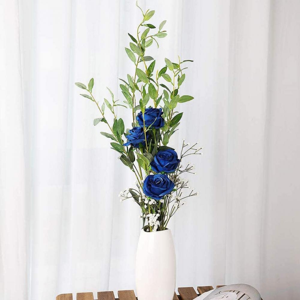Artificial Rose Elegant Artificial Rose Green Leaves Silk Flower Set for Wedding Halloween Party Home Office Table Centerpiece