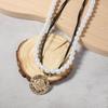 Simple and Fashionable High-end Alloy Relief Pendant Double-layer Stacked Wearing Niche Design Imitation Pearl Women's Necklace