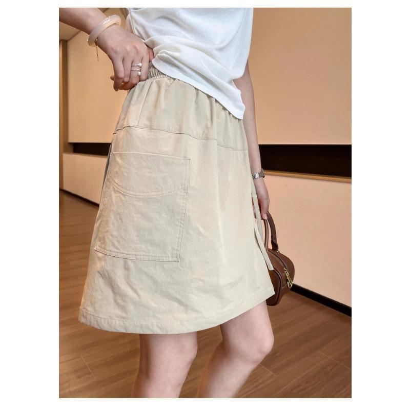 Women High Waist Cargo Skort Elastic Waist Casual Shorts With Pockets