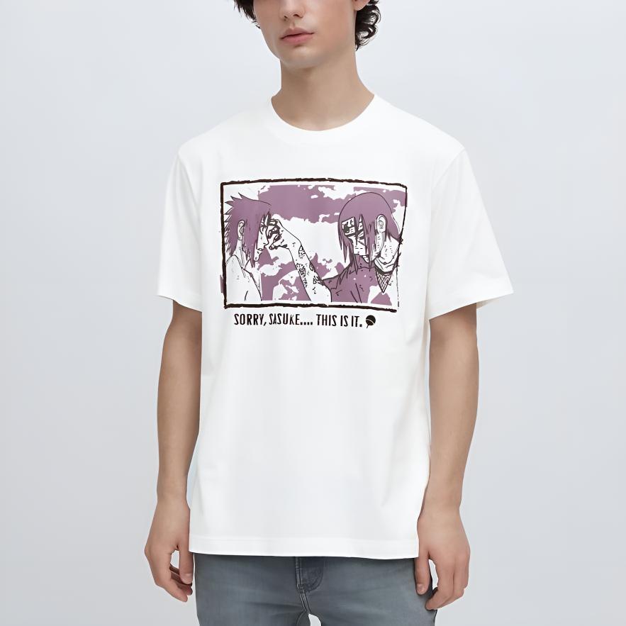 UNIQLO X Naruto Collaboration SS23 Archive Character Letter Print Short Sleeve T-Shirt Unisex T-Shirt White 456431-00
