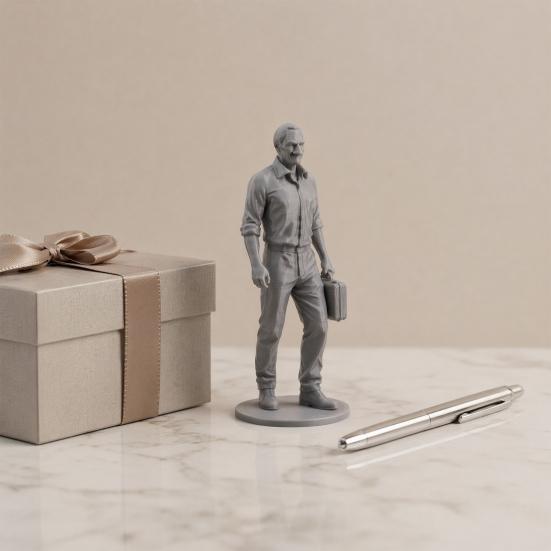 Desk Businessman Statue, 3D Printed Office Decor for Men, Executive Figurine with Briefcase, Motivational Home Office Gift