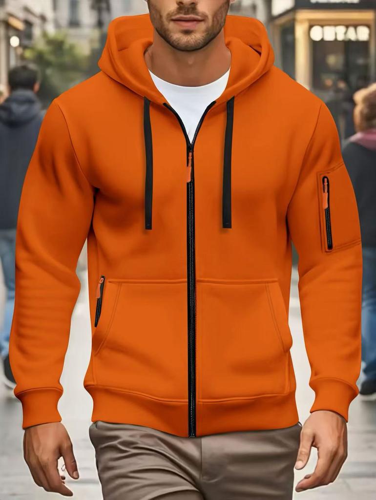 European Size Spring and Autumn Men's Sweater Hooded Zipper Multi-pocket Jumper Men's Sports and Leisure Jacket