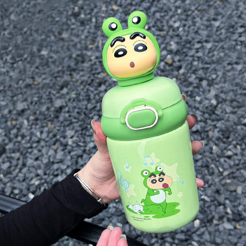 

500 мл милый мультфильм термос из нержавеющей стали с вакуумной изоляцией, портативный двойной напиток, детская студенческая соломенная чашка для воды 500ml