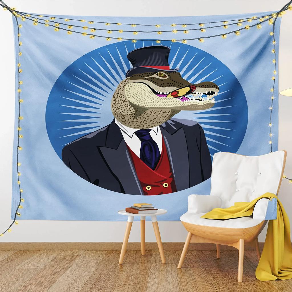 Crocodile Tapestry Alligator Tapestries Wildlife Animal Wall Hanging for Children Boys Teens Crocodiles Wall Art Decorative Room