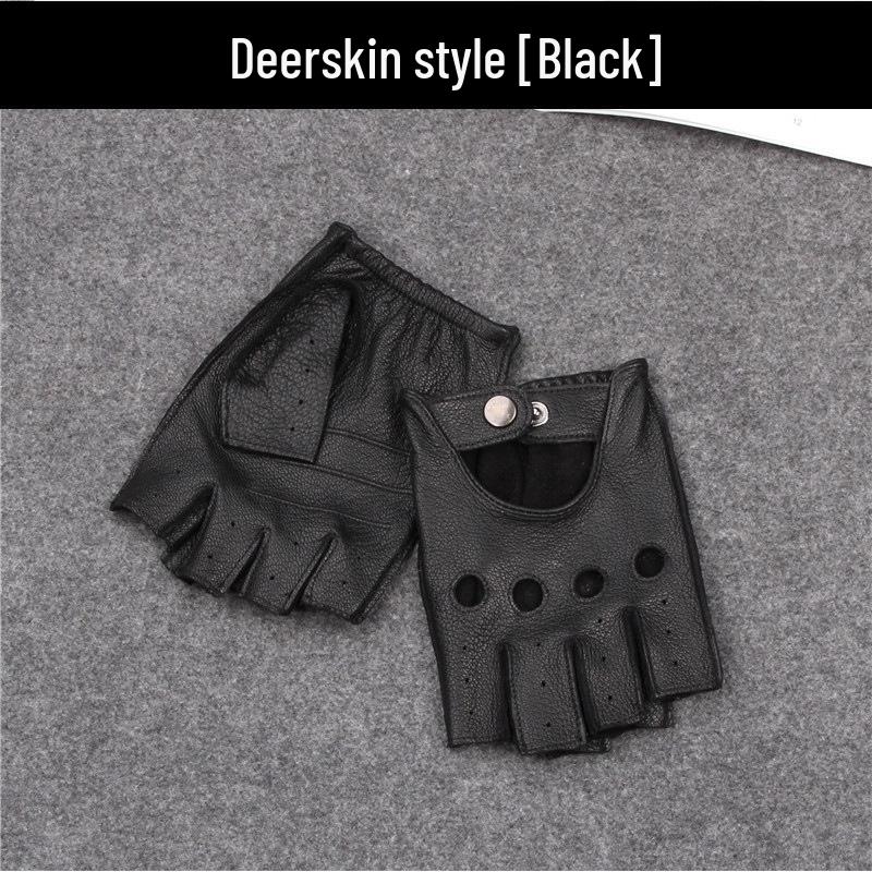 Unisex retro kožené rukavice bez prstů pro sport, řízení a cyklistiku