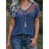 Hot Selling Summer Women's Tops Retro Flower Graphil Printed V-Neck Casual Short Sleeved Women Clothing