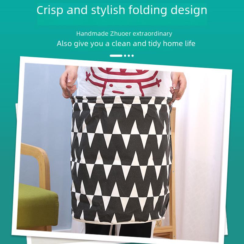 Round Cotton Linen Laundry Basket & Moisture-Proof Quilt Sorting Bag