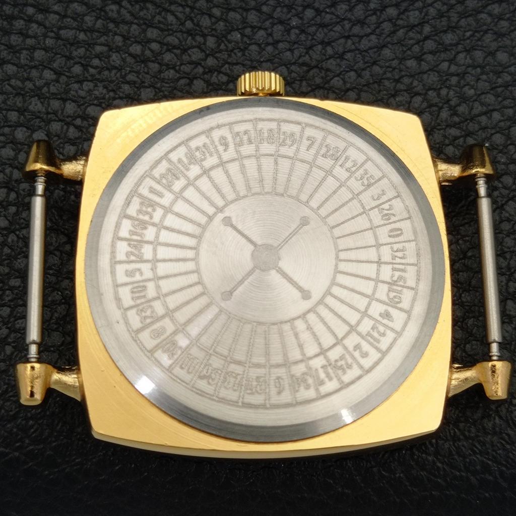 HAND-WINDING VINTAGE SWISS MENS POKER FACE GREEN COLOR DIAL WATCH A701123-5 R205b-a701123