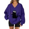 Women's V-neck Dropped Shoulder Halloween Print Sports Sweatshirt Top