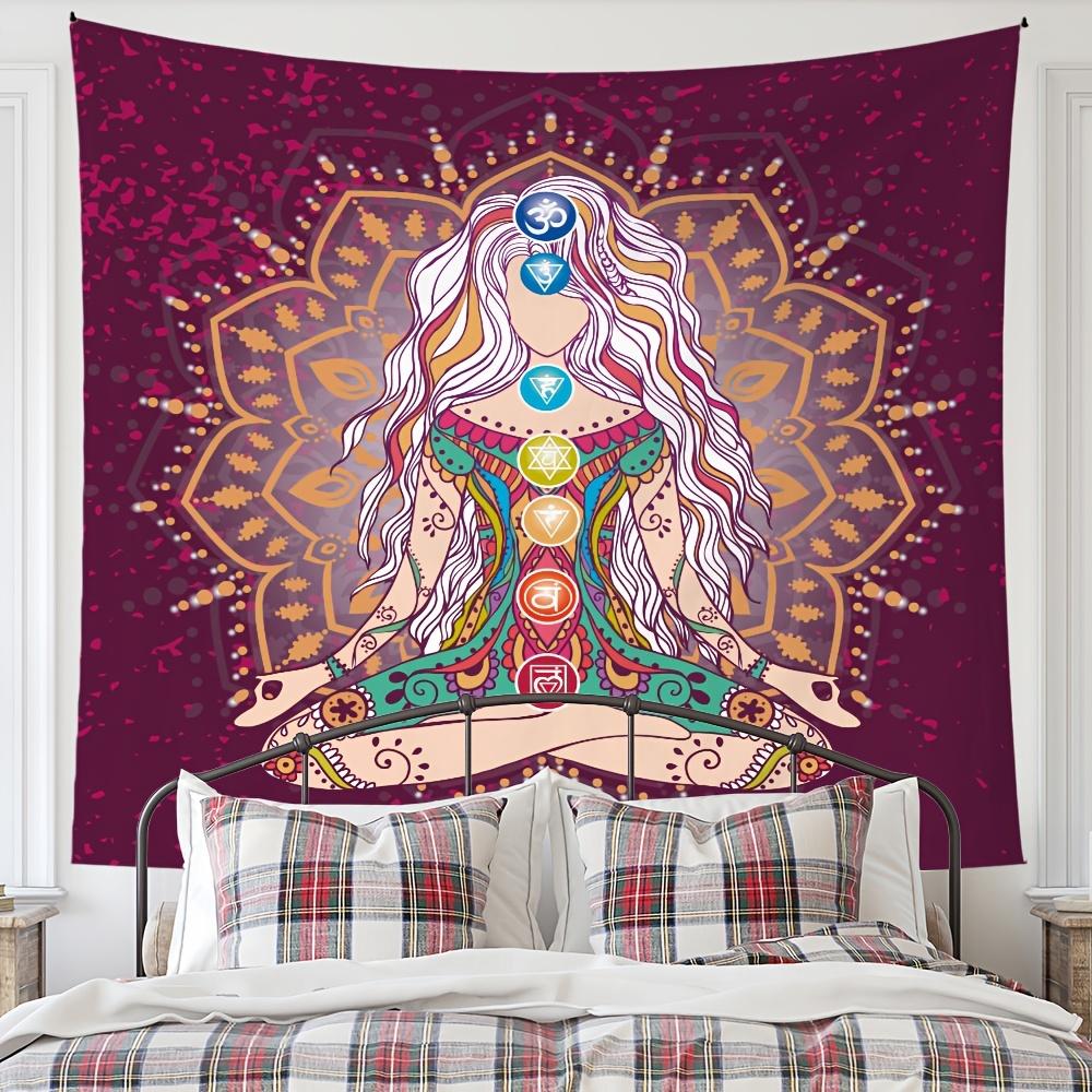 

VIKAMA Chakra Mandala Tapestry Purple Spiritual Wall Hanging for Bedroom Meditation Yoga Room Decor 74x94cm(29x37in)