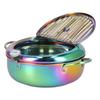 Stainless Steel Fryer with Thermometer 3.2L Non Stick   Frying Pot Kitchen Cookware Accessory