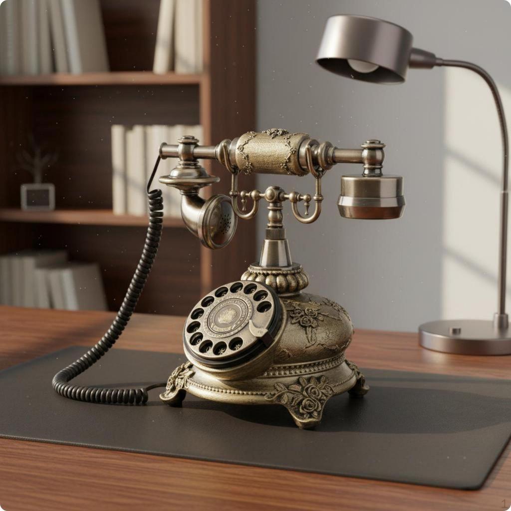 Antique Desk Phone Classic Design Decorative Rotary Dial Telephone for Home Decor