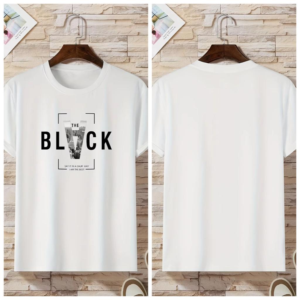 Summer New Fashion Casual T-shirt Creative Letter Printing T-shirt Round Neck Short Sleeve Sweat-absorbing Breathable T-shirt