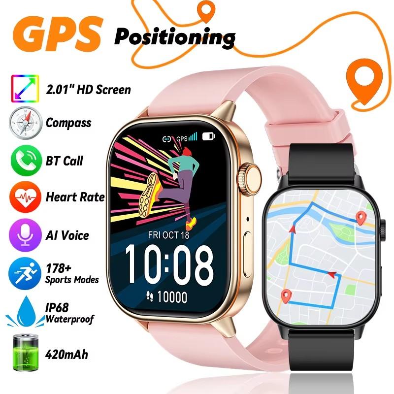 LUCKY START 2026 For Android IOS GPS Smart Watch Women 2.01" HD Screen Heart Rate Bluetooth Call Compass IP68 Waterproof Men Smartwatch