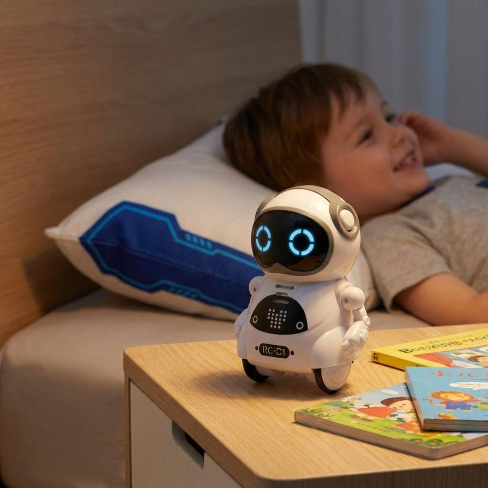 Plastic Pocket Robot White Talking Robot Portable AI Companion Robot  For Kids