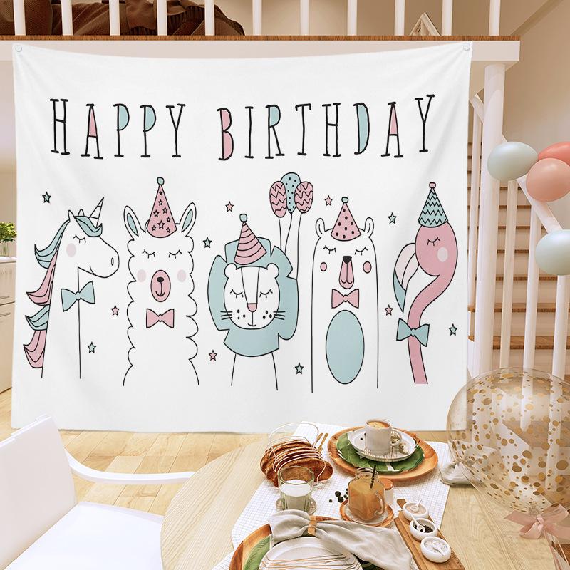 Birthday Party Decoration Tapestry Photo Background Cloth Ins Hanging Cloth Children's Meeting Scene Arrangement Background Wall Photo