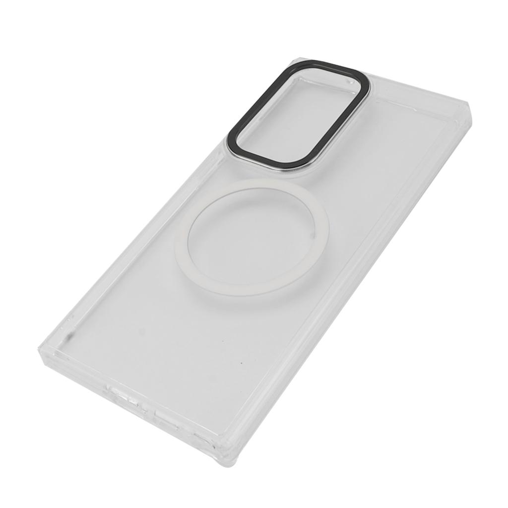 Mobile Phone Case for S23 Ultra Magnet Suction Transparent Phone Protective Shell with Metal Camera Ring