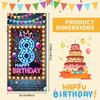8th Birthday Door Cover 71x35 Inch Neon Glow Birthday Banner for Party Decorations LED Crown Balloon Backdrop Sign for Boys Girls Kids Photo Booth