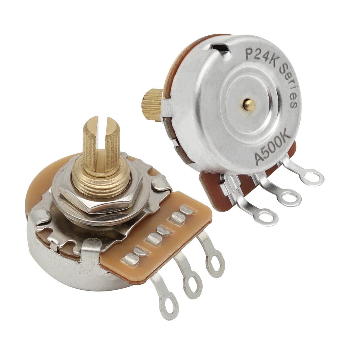 

FLEOR 2PCS Brass Short Fine 24-Spline Shaft 3/8 Guitar Potentiometer 500K / 250K Pot Choose