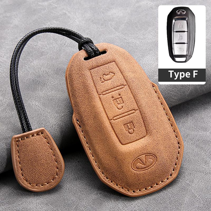 Leather Car Key Cover Case for Infiniti Q50L QX50 QX60 QX55 Q70 Q70L Q30 QX30 QX70 ESQ XQ80 XQ60 Q60S Car Key rope Keyring