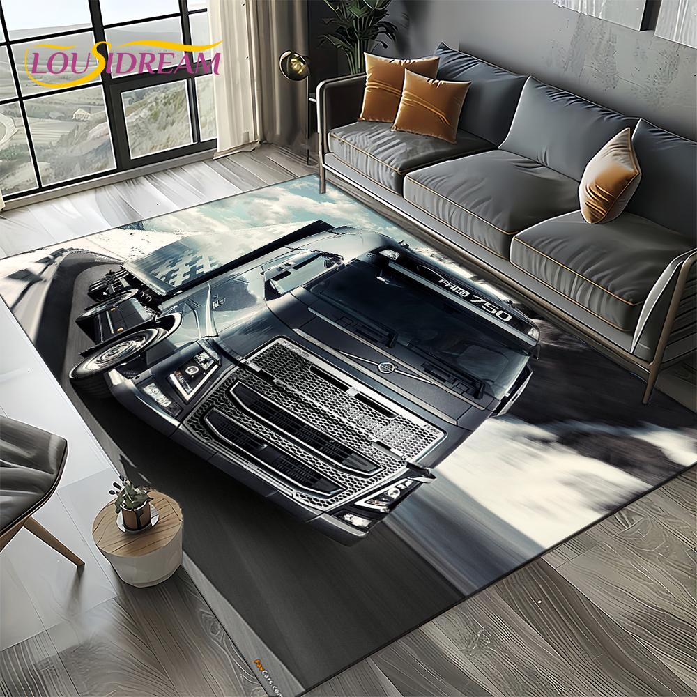 3D Print Volvo Truck Lorry Motorcycle Carpet Rug for Living Room Bedroom Home Sofa Decoration,kids Area Rug Non-slip Floor Mat