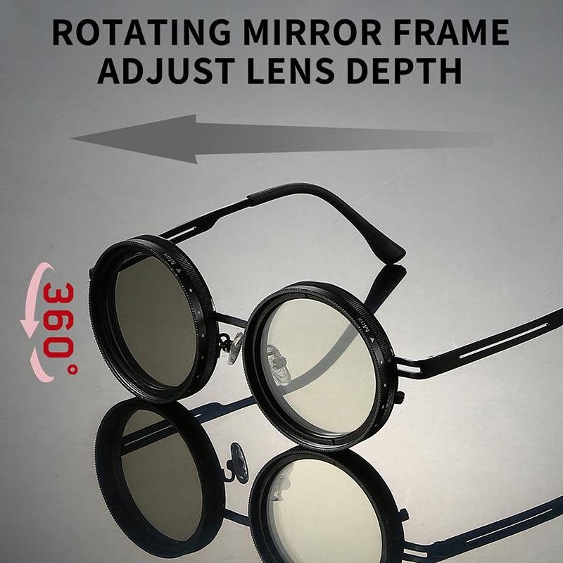 Adjustable Tint Polarized Sunglasses with Built-in ND Filter Men Fashion Vintage Design Shades Women Anti-UV Sun Glasses