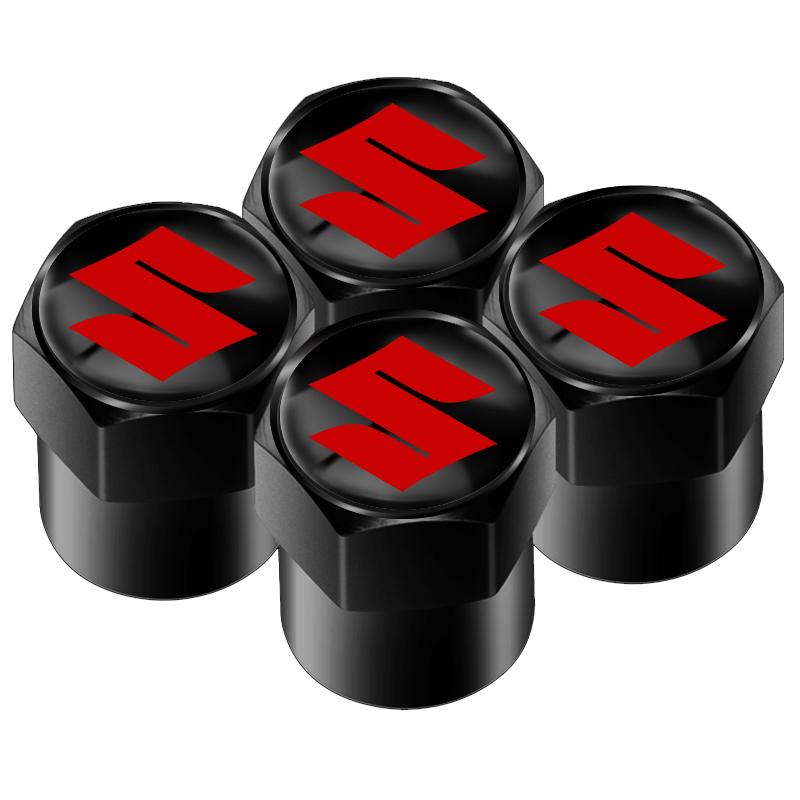 AAGK1 Car Styling 4Pcs Metal Wheel Tire Valve Caps Stem Case For Suzuki Grand Vitara Sx4 Swift Alto Jimny