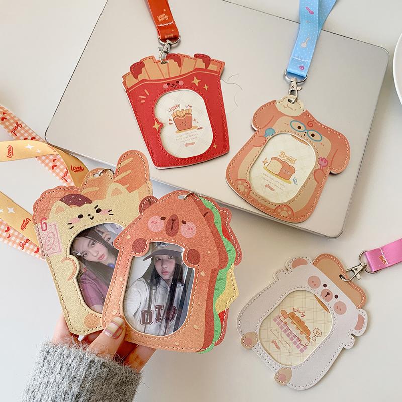 Cute Cartoon Capybara Animal Decoration Set Campus Card Protection Set Small Card Key Chain Pendant Photo Storage Protector