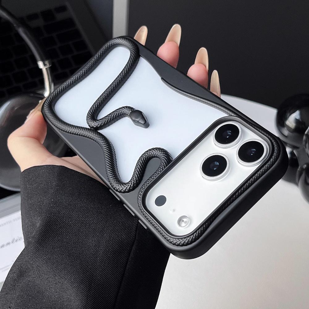 Matte 3D Hollow Snake Soft Phone Case For iPhone 17 Air 16 11 12 13 14 15 Pro Max Plus Plating Heat Dissipation Cover Funda