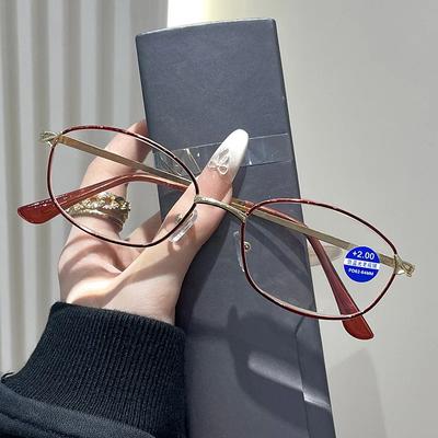 Damenmode Metallrahmen Lesebrille Presbyopie Brille Vergrößert Hohe Auflösung Blaulichtfilter Brillen +1,0 bis +4,0