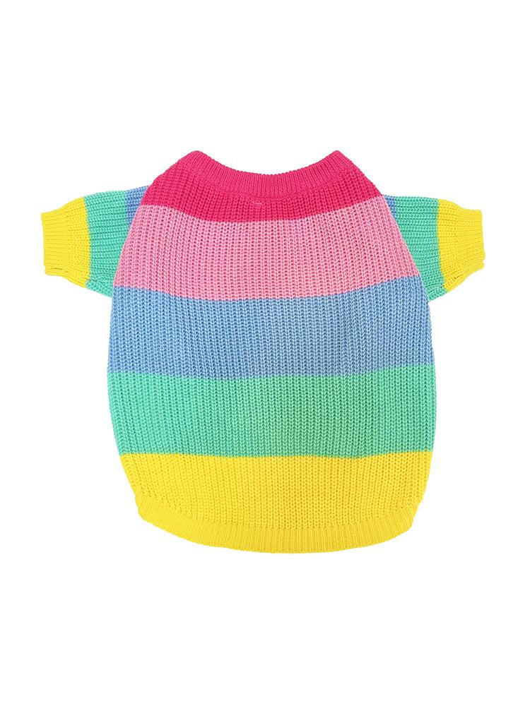 Warm Knitted Puppy Rainbow Sweater Dog Winter Clothing - Cute Cat Sweater Kitten Puppy Winter Sweatshirt (as the picture,S 5-8g)