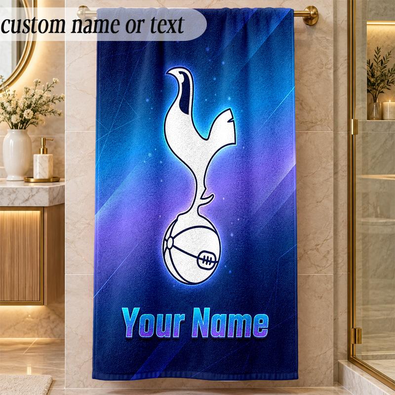 Beach TowelTottenham Hotspur FC Custom Name Text Personalized Soft Towel for Beach Pool Indoor Home Decor Gift