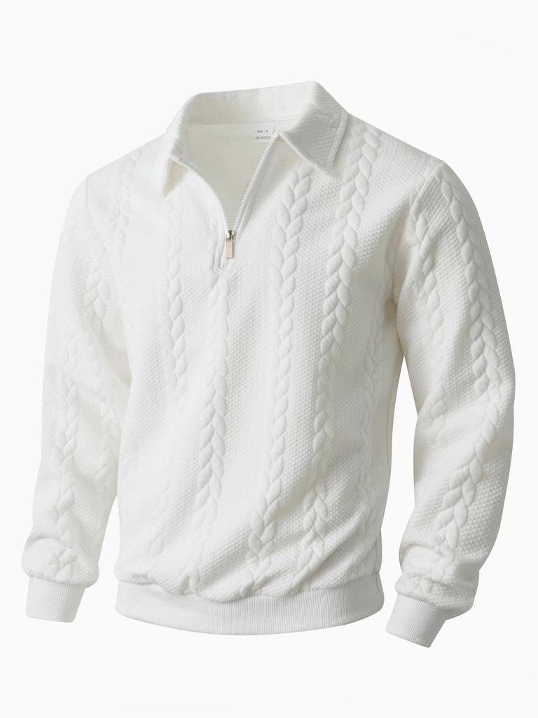 European Jacquard Knit Half-Zip Hoodie for Men - Autumn/Winter Casual Sportswear