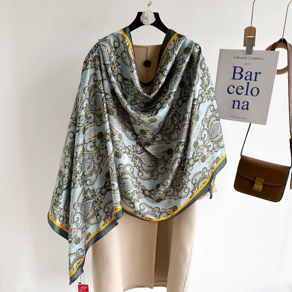 Sunscreen Satin Neck Scarves Soft Beach Hijab Fashion Silk Scarf Shawls  Head Scarf
