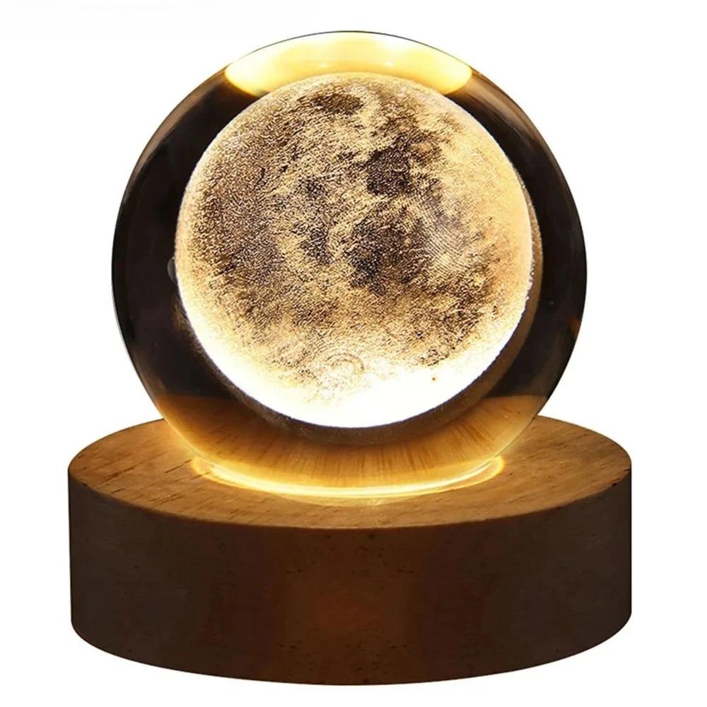 Unique 3D Crystal Ball Light with Galaxy and Planetary Projection USB Night Light Suitable for Desktop Decoration and Home Decor