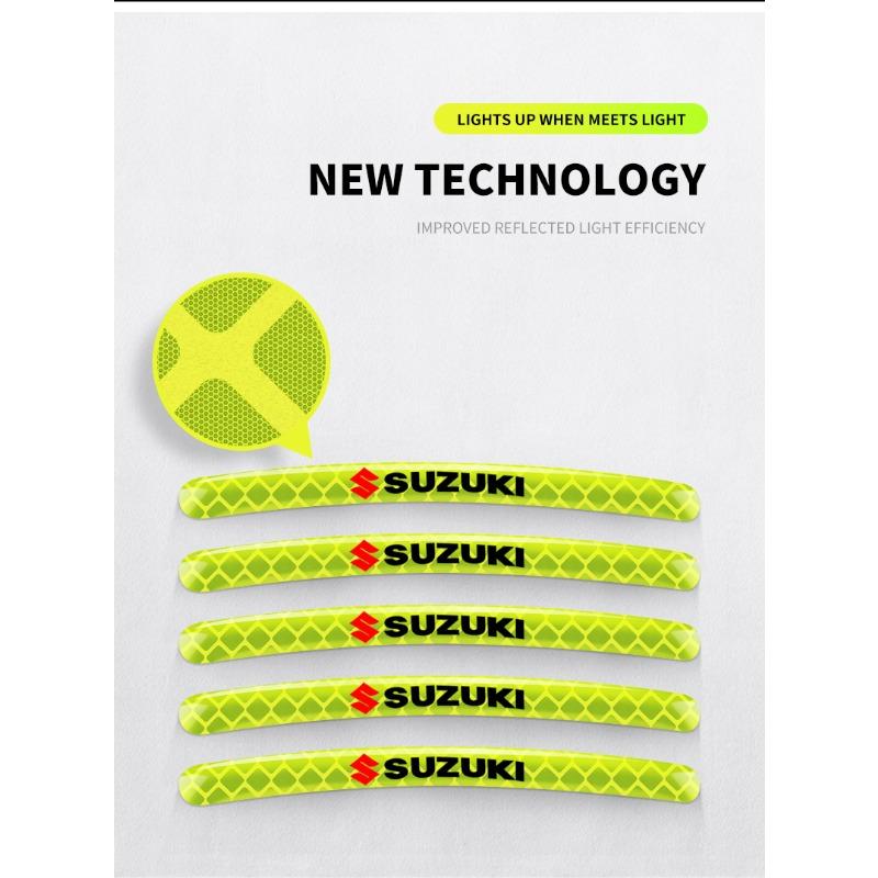 Car Wheel Tire Rim Hub Reflective Luminous Emblem Sticker Car Styling For Suzuki DZire IGNIS Grand Swift Jimny Vitara Baleno SX4 GW250 Splash Swace