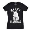 Womens Merry Fluffmas T Shirt Funny Christmas Cat Tee