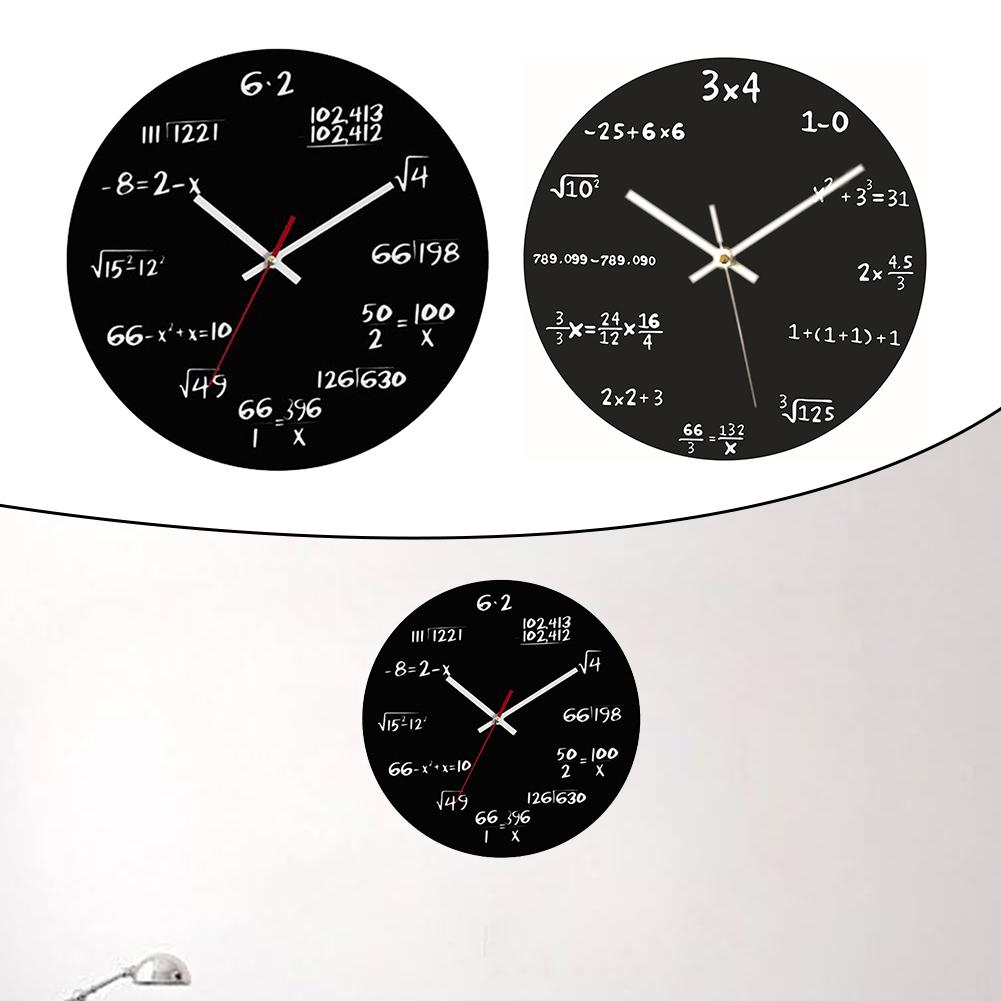 Modern Wall Clock with Equation Numbers for Math For Teachers Students and Engineers Black 30x30 cm Battery Powered