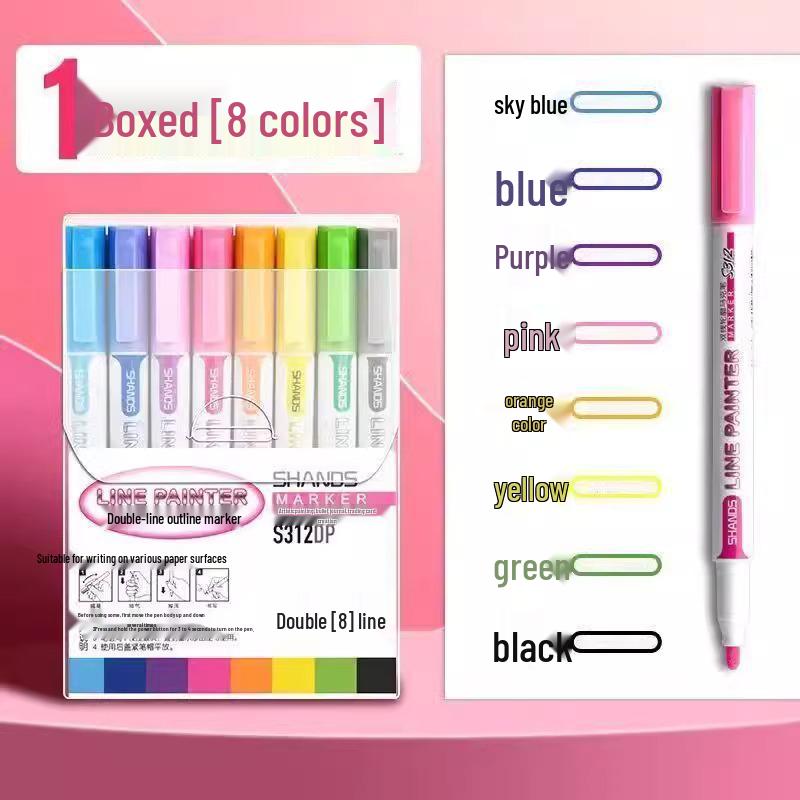 Back-to-School Essentials: Layered Double-Headed Highlighter for Students - Colorful Journal Marker