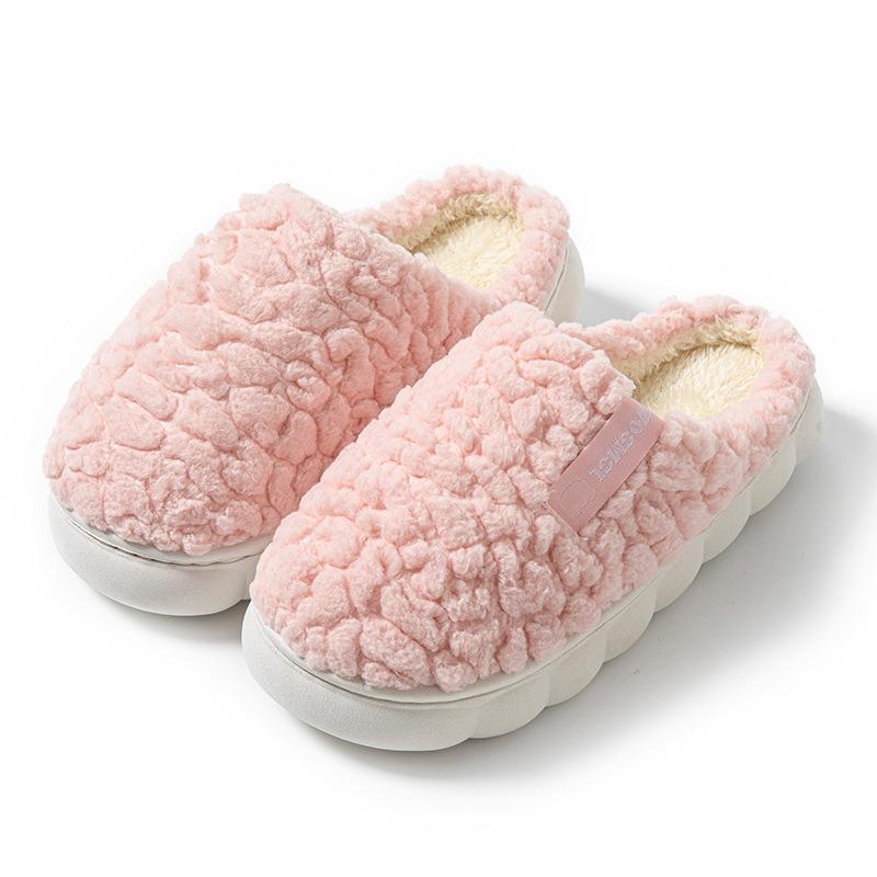 Cotton slippers female couple thickened autumn and winter indoor home home home non-slip warm confinement wool cotton shoes men