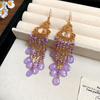 Bohemian glass rice beads water drop ear hooks retro ethnic style earrings fashion personality earrings niche high sense
