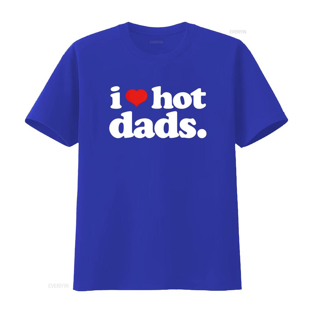Funny I Love Hot Dads Top for Dad Joke Heart T Shirt Vintage Washed Slightly Unisex Breathable Stylish Comfortable Streetwear