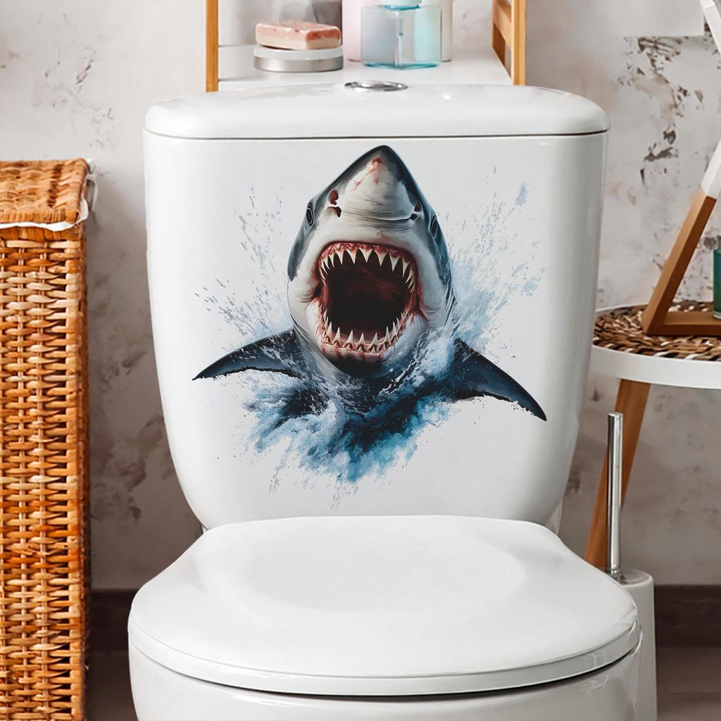 Creative Shark Toilet Stickers, Funny Decorative Stickers for Bathrooms and Toilets