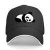 Black Baseball Cap with Panda Design  Adjustable Lightweight Breathable Machine Washable Casual Sandwich Baseball Cap