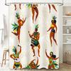 Festive Party Shower Curtain Decor Tiki Island Style with Colorful Dancing Women Pattern for Bathroom Home Decoration