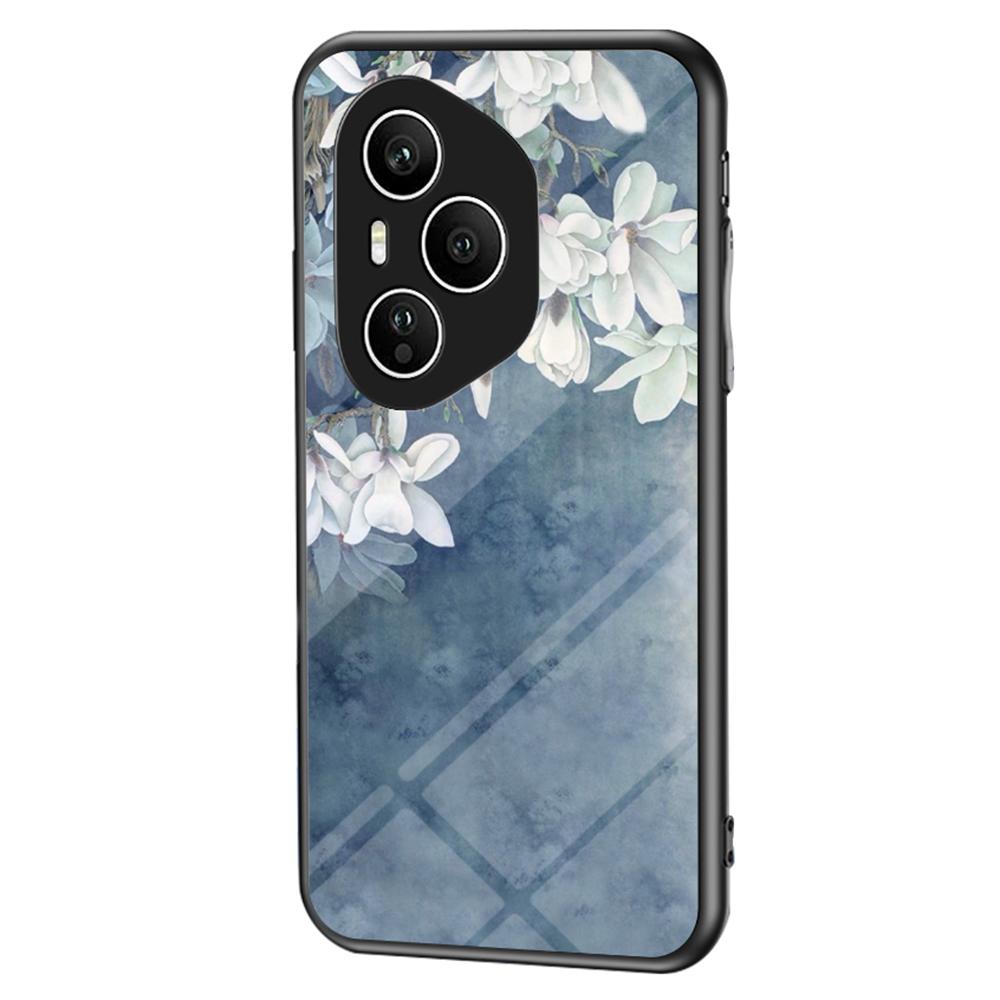 For Honor 400 Pro 5G (Global) Case Floral Pattern TPU+Tempered Glass Protective Phone Cover