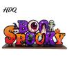 Tiered Tray Decorations Halloween Pumpkin Haunted House Letter Ornament Wooden Tabletop Spooky Seasonal Accents Festive Desk Decoration for