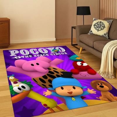 3D P-Pocoyo Elly Pato Cartoon Teppich für Schlafzimmer Wohnzimmer Sofa Heimdekoration, Kinder Spielbereich Teppich Rutschfeste Fußmatte Geschenk