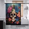 Mystischer Totenkopf mit Blumen Duschvorhang - Aufwändige Kunst & Lebendiges Blumenthema Für Badezimmerdekoration, Verleiht Kühnen Und Einzigartigen Stil