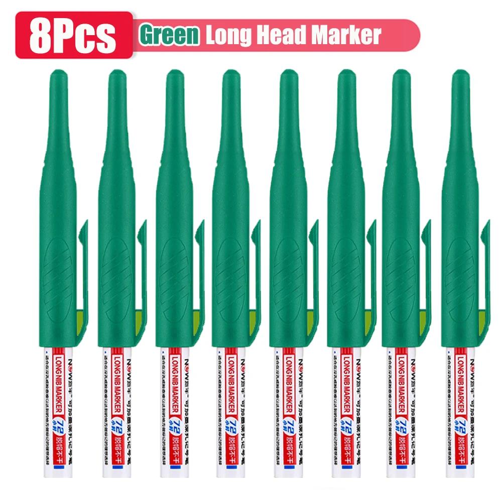 1-8pcs 32mm Long Head Markers Pen Multi-purpose for Woodworking Tile Decoration Deep Hole Marker Pens Red/Black/Blue/Green Ink